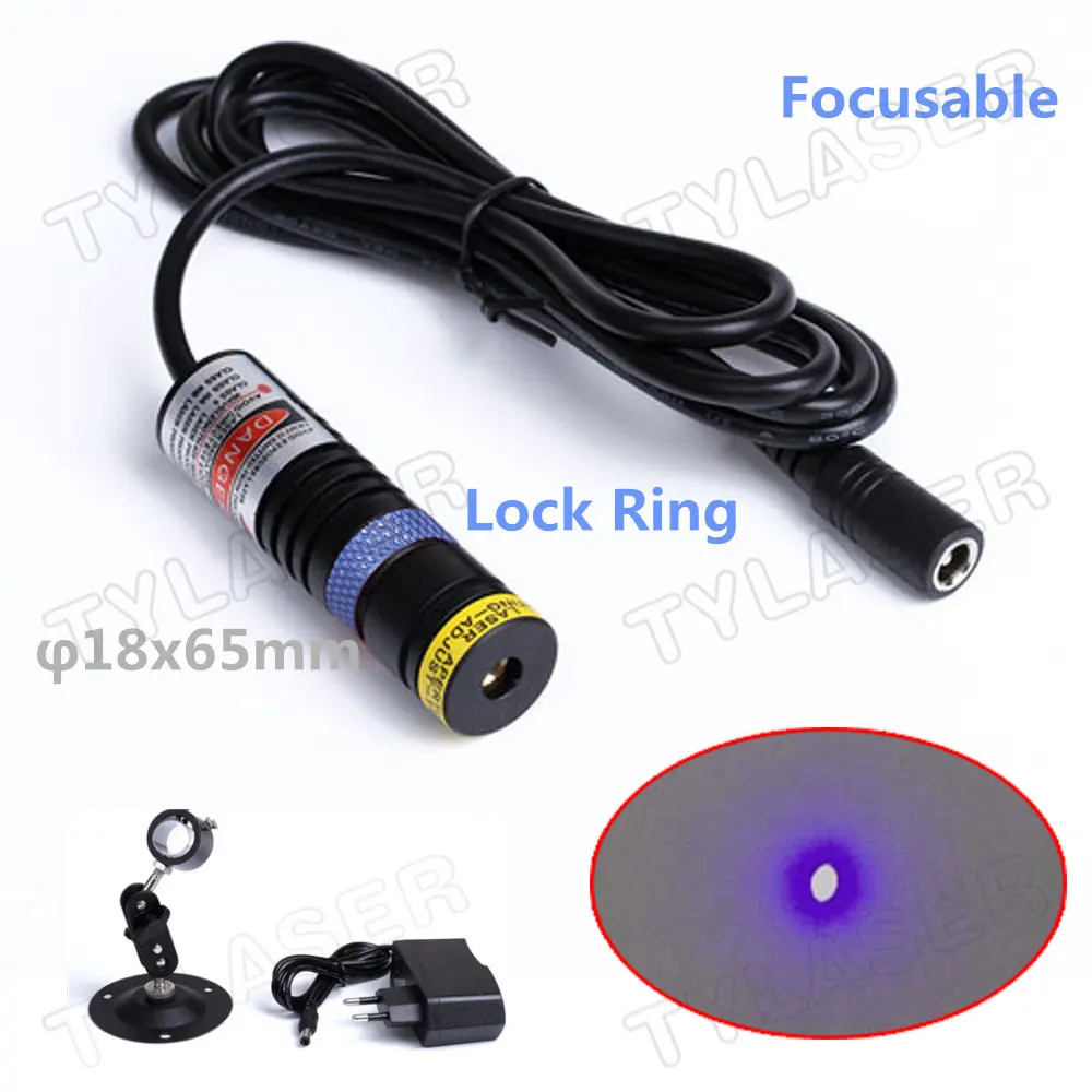 Focusable D18X65 450nm 5V Direct Blue Locator Dot Laser 10mw 30mW 50mW 80mW Laser Module For Stone Cutting Machine CE