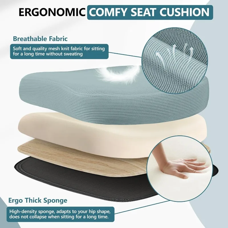 MINLOVE-Chaise de Bureau Ergonomique avec Support Lombaire, à Comcussion Roulante avec Roues et Bras Rabattables, Recommandé