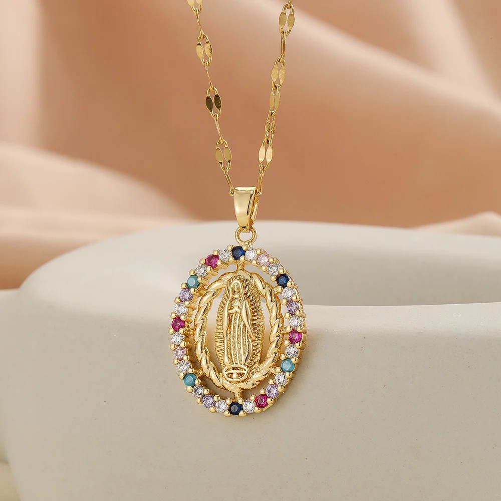 New Personalized Colorful Zircon Necklace Design, Fashionable, Light, Luxurious And Versatile, Popular Madonna Necklace