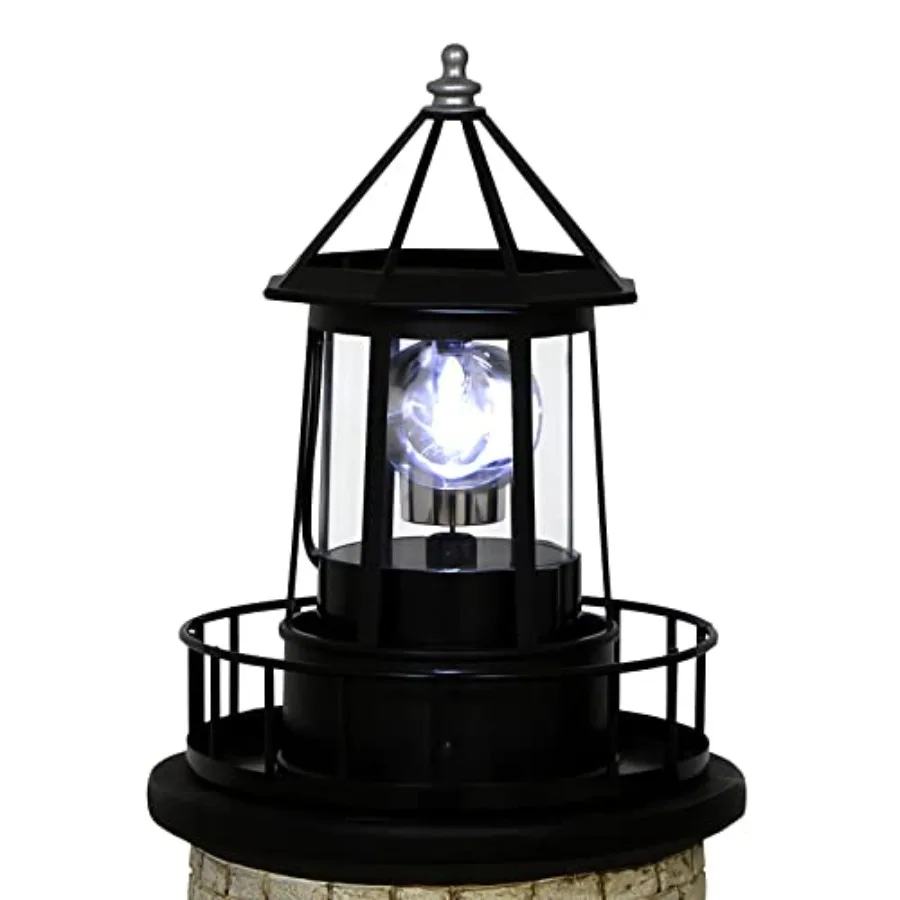 Solar Lighthouse Rotating Light - 360 Degree Light Houses Lamp For Yard, IP65 Waterproof Durable Lighthouse Lamps Towers Statue