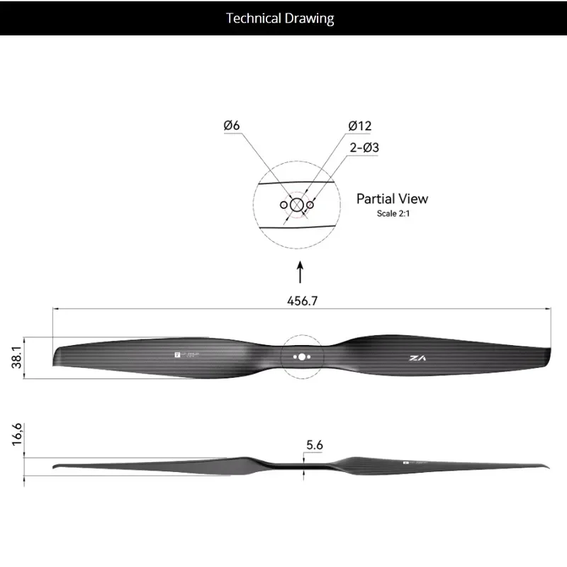 T-MOTOR VZ18*7 High Quality Carbon Fiber Propellers Blade 18 Inches for Airplane Drones Accessories