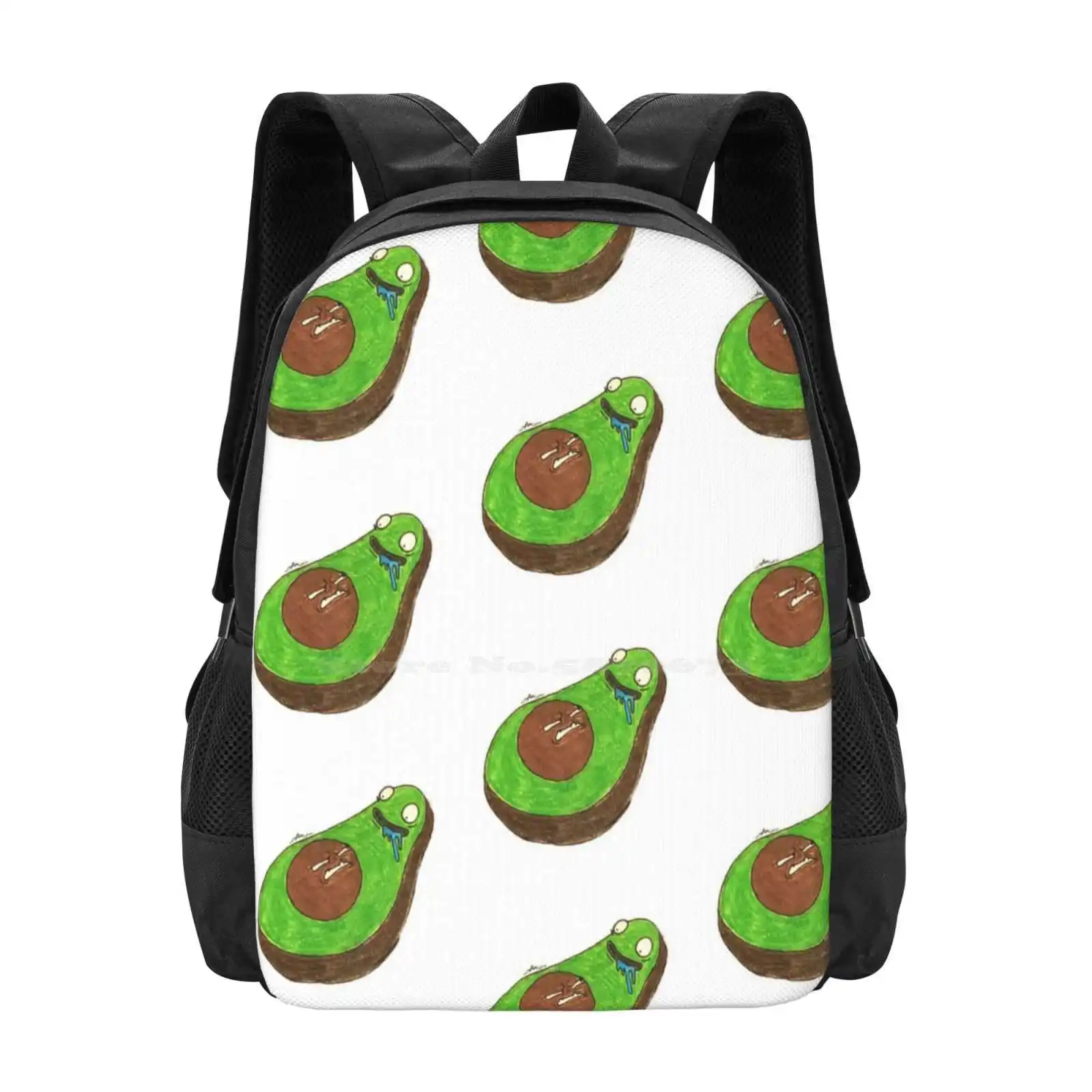 Avocado Pattern Design Bagpack School Bags Thehubarts Trending Popular Avocado Fruit Food Silly Freshavacado Wierd Crazy Pit