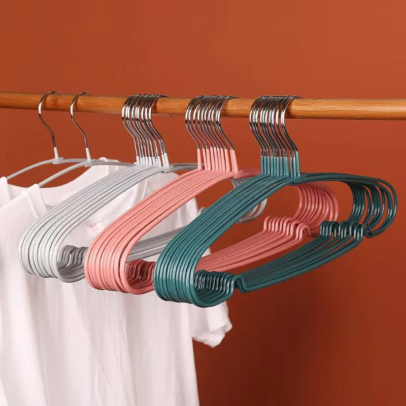 10Pcs/Metal Clothes Hangers for Home Use, Non-Slip, Traceless, Multifunctional, Thickened Clothes Drying Rack
