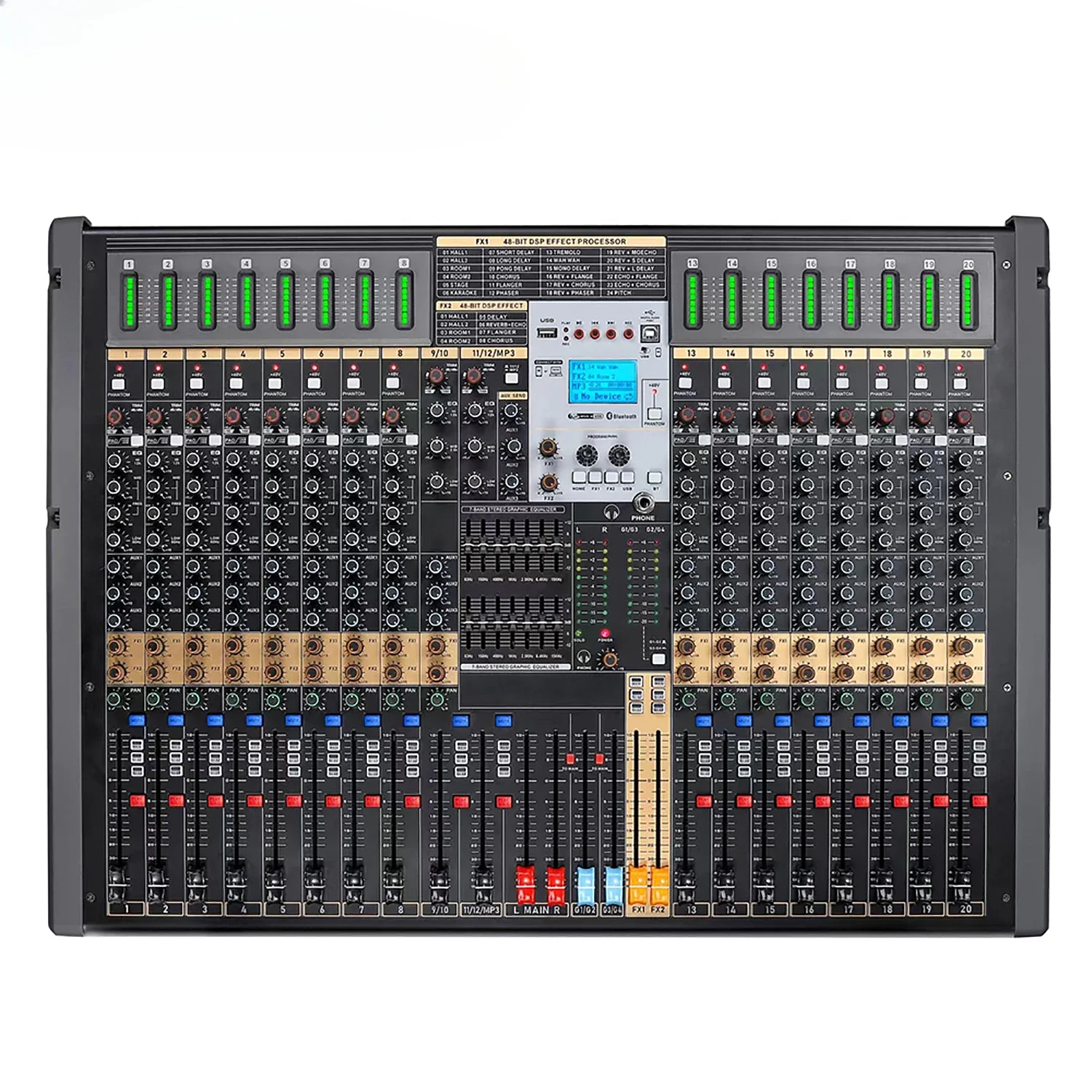 TFB-20 Riworal 20 Channel Professional Studio Audio Mixer DJ Sound Controller USB MP3 Player