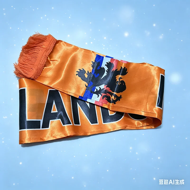 Z-ONE FLAG 14x135cm Netherlands Scarf  Double-sided  Satin  Tassels Suitable for 2026 Football cup, Sports, Events