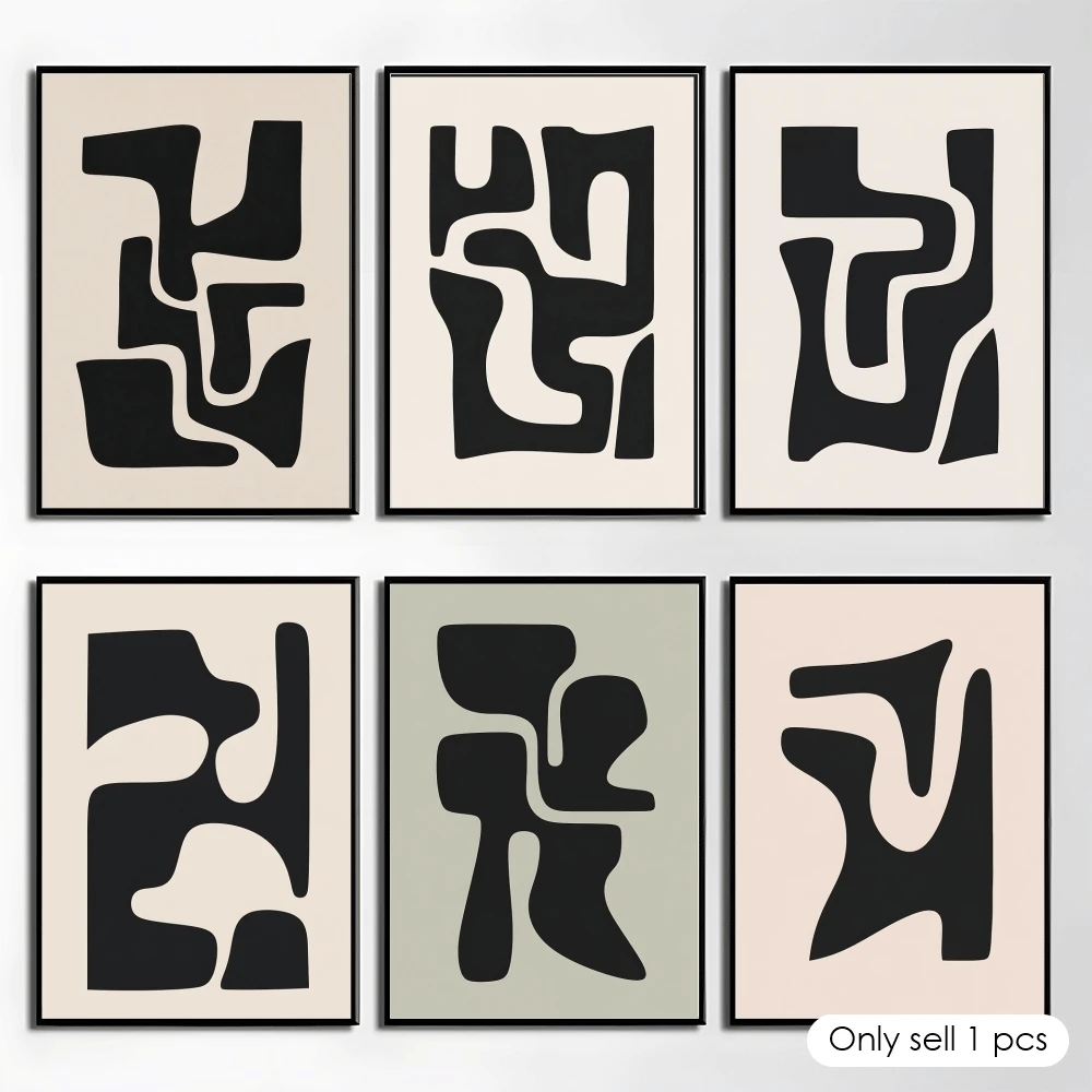 Black White Modernism Exhibition Painting Calligraphy Abstract Canvas Wall Art Print-Home Decor Poster&Living Room Bedroom&Gift