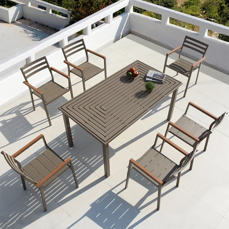 Outdoor Table And Chair SetAluminum Alloy Leisure Dining Table Chairs Outdoor , Courtyards, Open-Villas, Hotel Balconies, And G