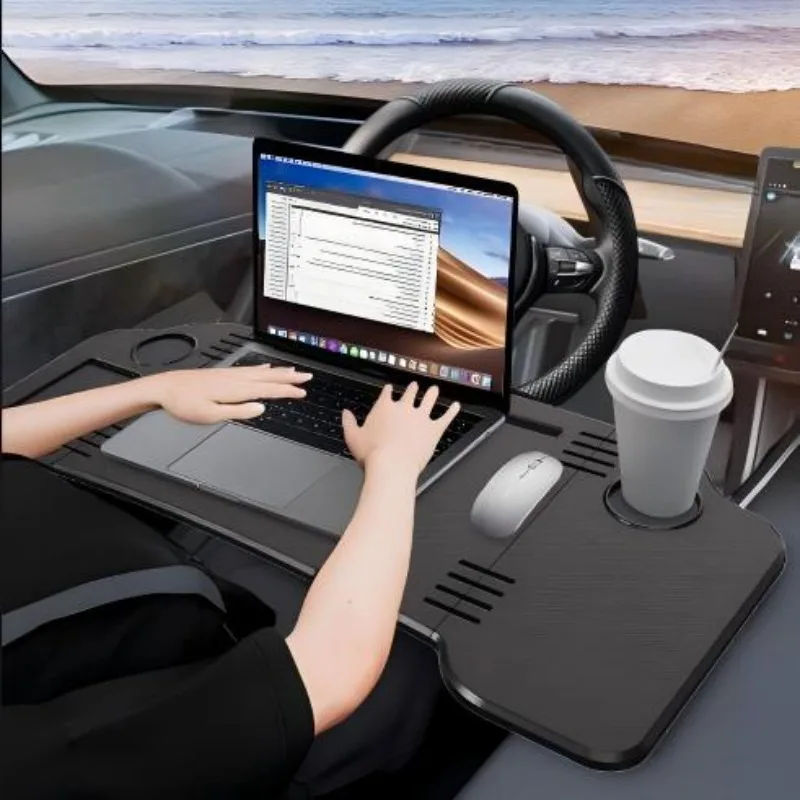 Car Small desktop Multi-Function Computer Table Dining Table Folding Storage Small desktop Suitable for Tesla Model 3/Y