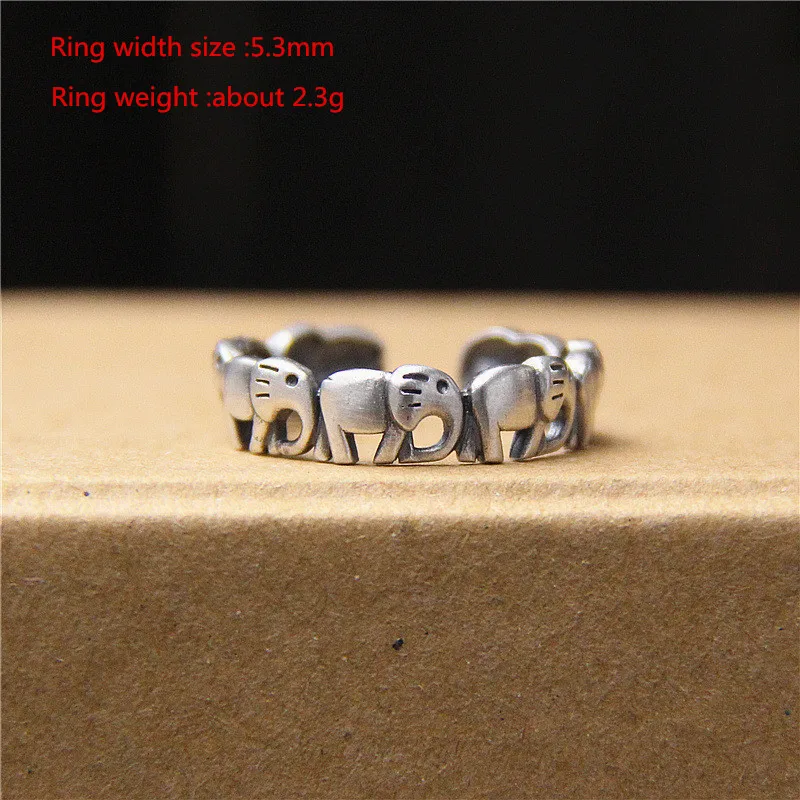 Buyee 925 Sterling Silver Female Ring Elegant Elephant Open Ring for Women Fashion Ethnic Small Fine Jewelry Circle Gift