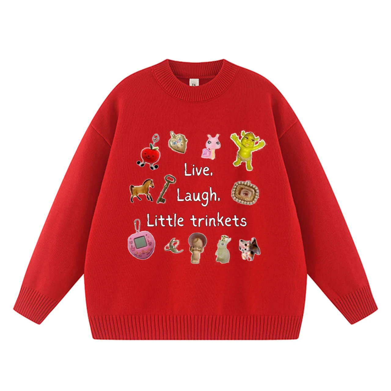 

Loose Casual Knitted Sweater Women's Autumn Winter Comfortable Lazy Design Printed Sweater little trink