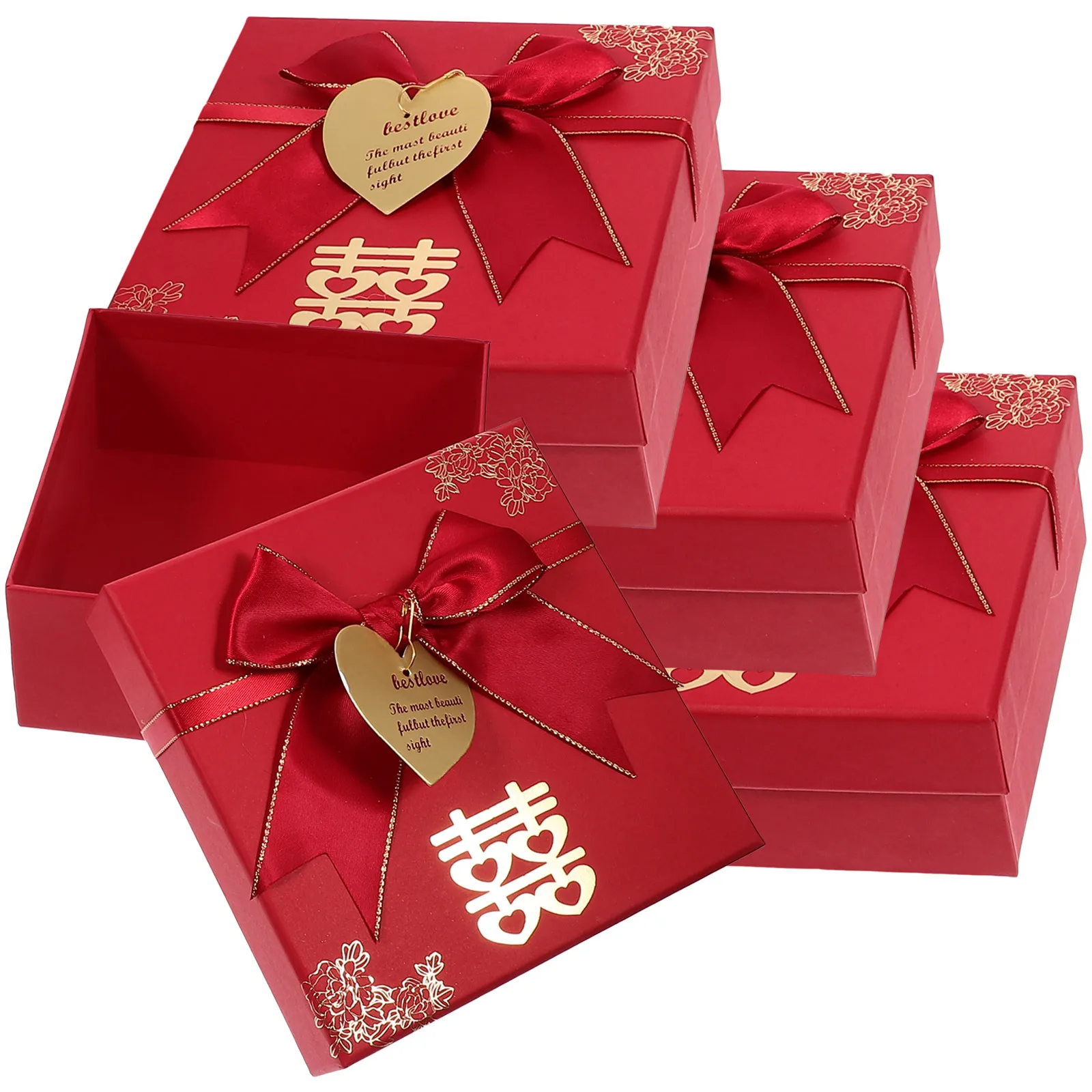 

4Pcs Butterfly Knot Gift Boxes Bright Decorative Romantic Wedding Gift Holders for Valentine Anniversary Birthday Party Favor
