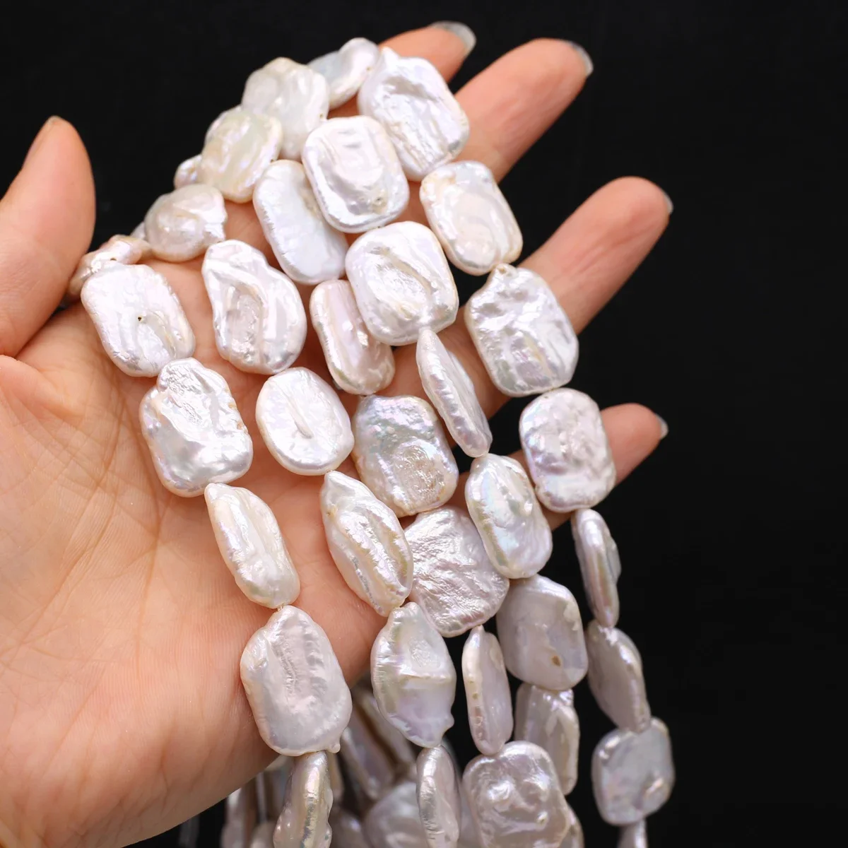 Natural Freshwater Baroque Pearls Beads Irregular Rectangular Shape Pearl Beading DIY Jewelry Making Necklace Earrings Accessory