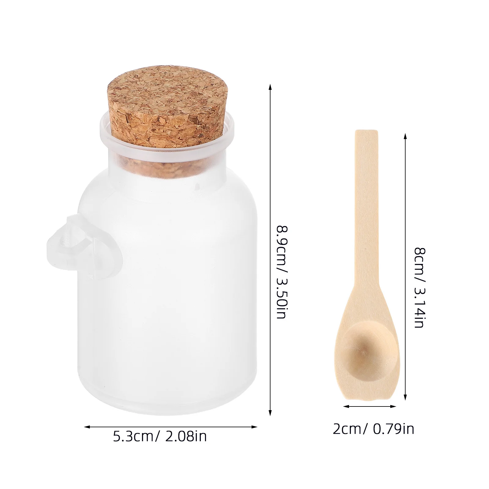 8 Stück mattierte Badesalzflaschen, Korkversiegelung, nachfüllbare Kunststoffbehälter für Badesalze, Maskenpulver, ätherische Öle, tragbar