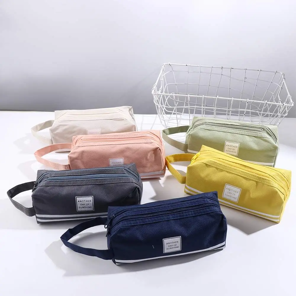 Handbag Student Storage bag Candy color High Capacity Big Pencil Case Double layer Pen Case Pen Bag