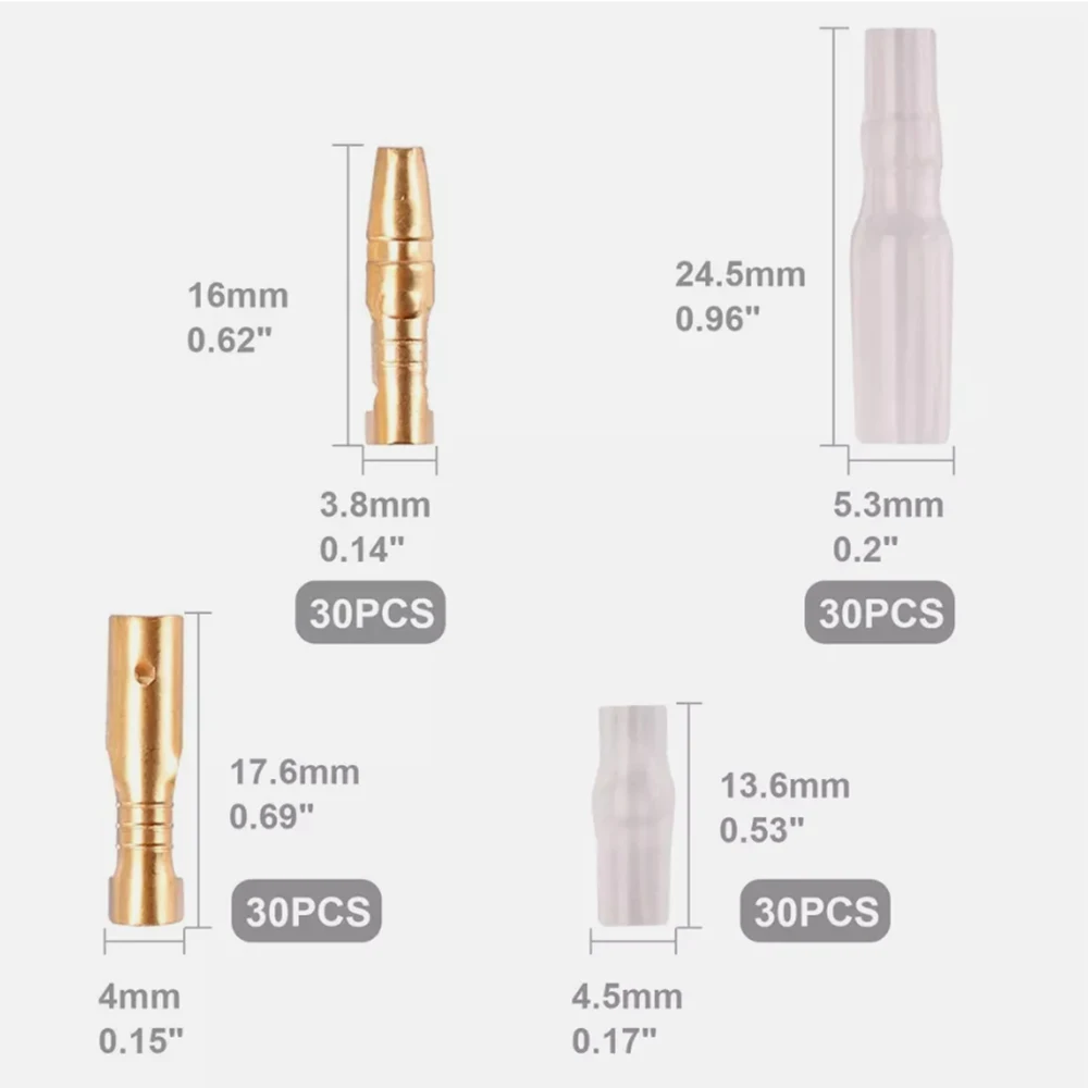 120-teiliges Messing-Steckverbinder-Set (3,5 mm/3,9 mm) mit Isolierhülsen für Motorrad, Auto und LKW – Detail 2