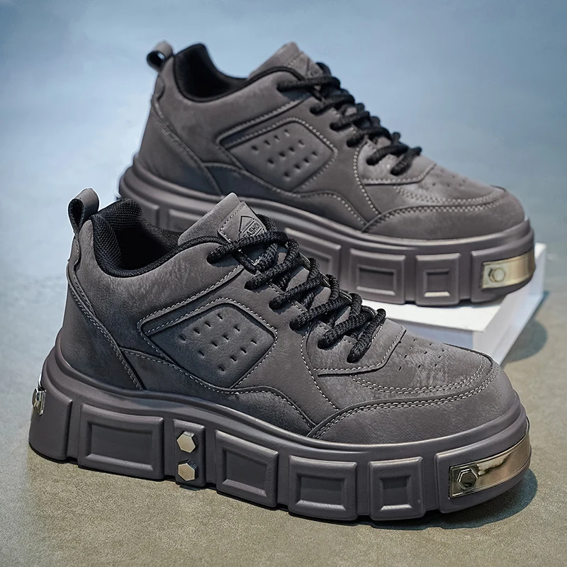 Fashion Comfort White Running Shoes Male New Trends 2026 Autumn High Top Thick Men Sports Sneakers Man Designer Mesh Solid Color