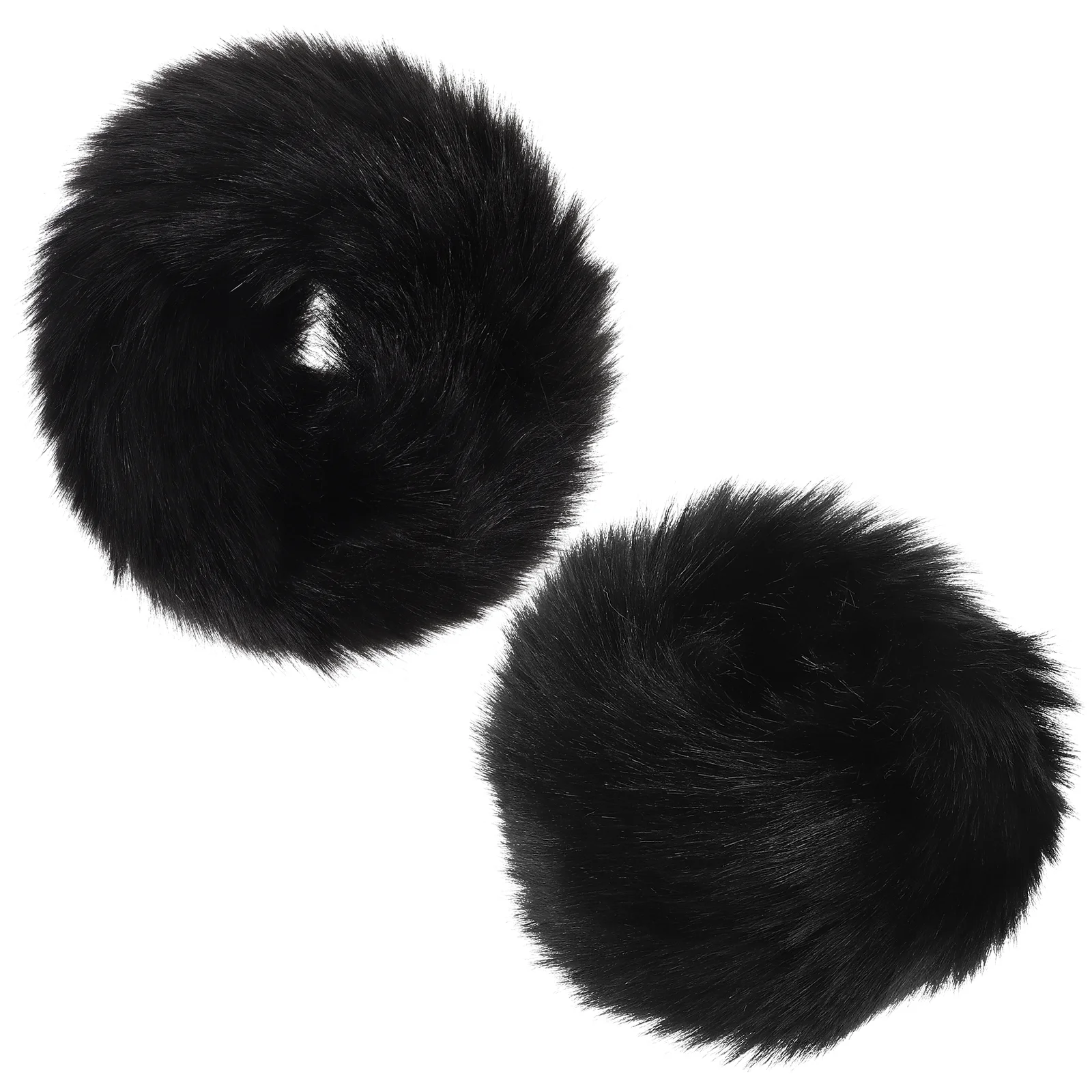 

Wrist Straps Faux Fox Fur Sleeves Winter Cuffs for Women Wristband Warm Fuzzy Black Women's