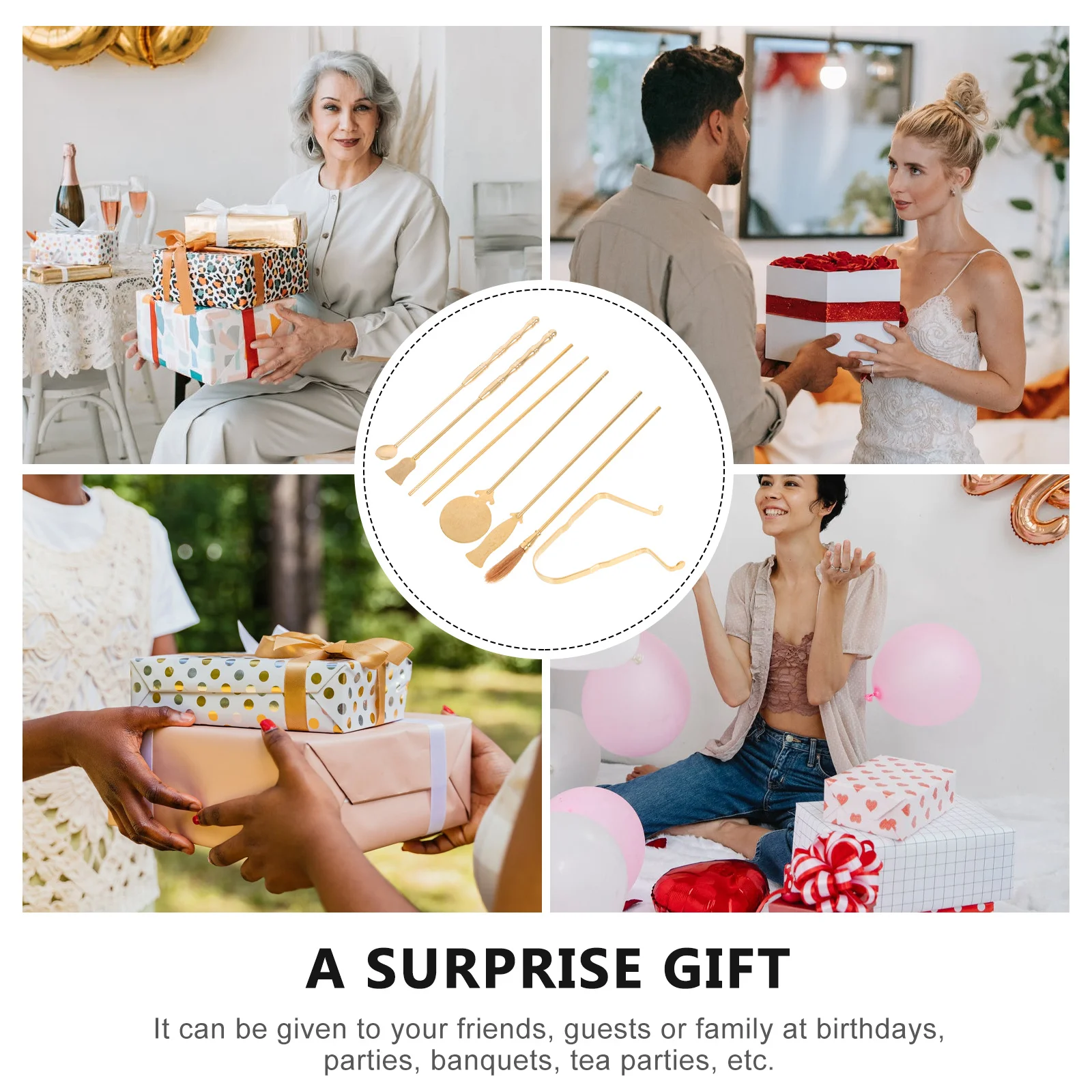 

7Pcs Incense Ash Presser Set Birthday Gift Long Handle Practical Home Office Chinese Incense Burner Kit