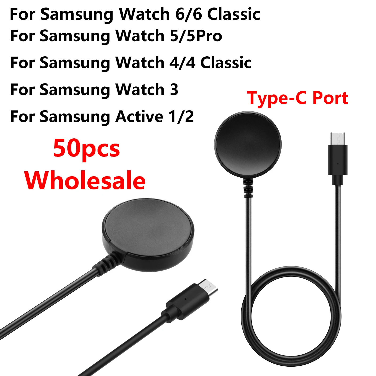 

50pcs Wholesale PD 5V Charger Cable For Samsung Galaxy Watch 6 5 5Pro 4 Classic Watch 3 Active 1 2 Charging Cable Power Adapter