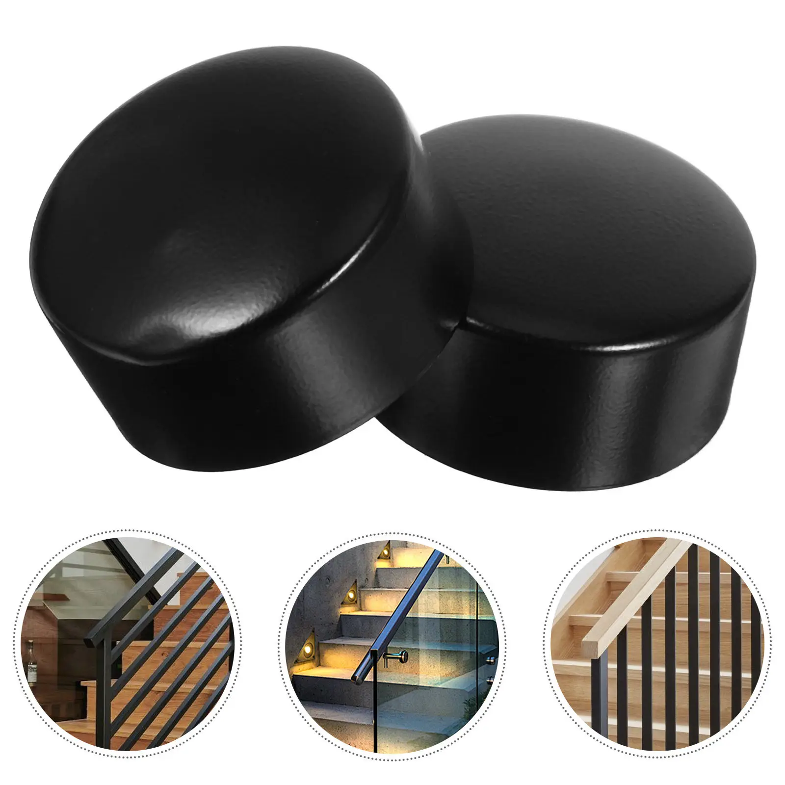 2Pcs Handrail End Caps Stainless Steel Round Decorative Caps for Staircase Steps Deck Rail Protection Handrail Accessories
