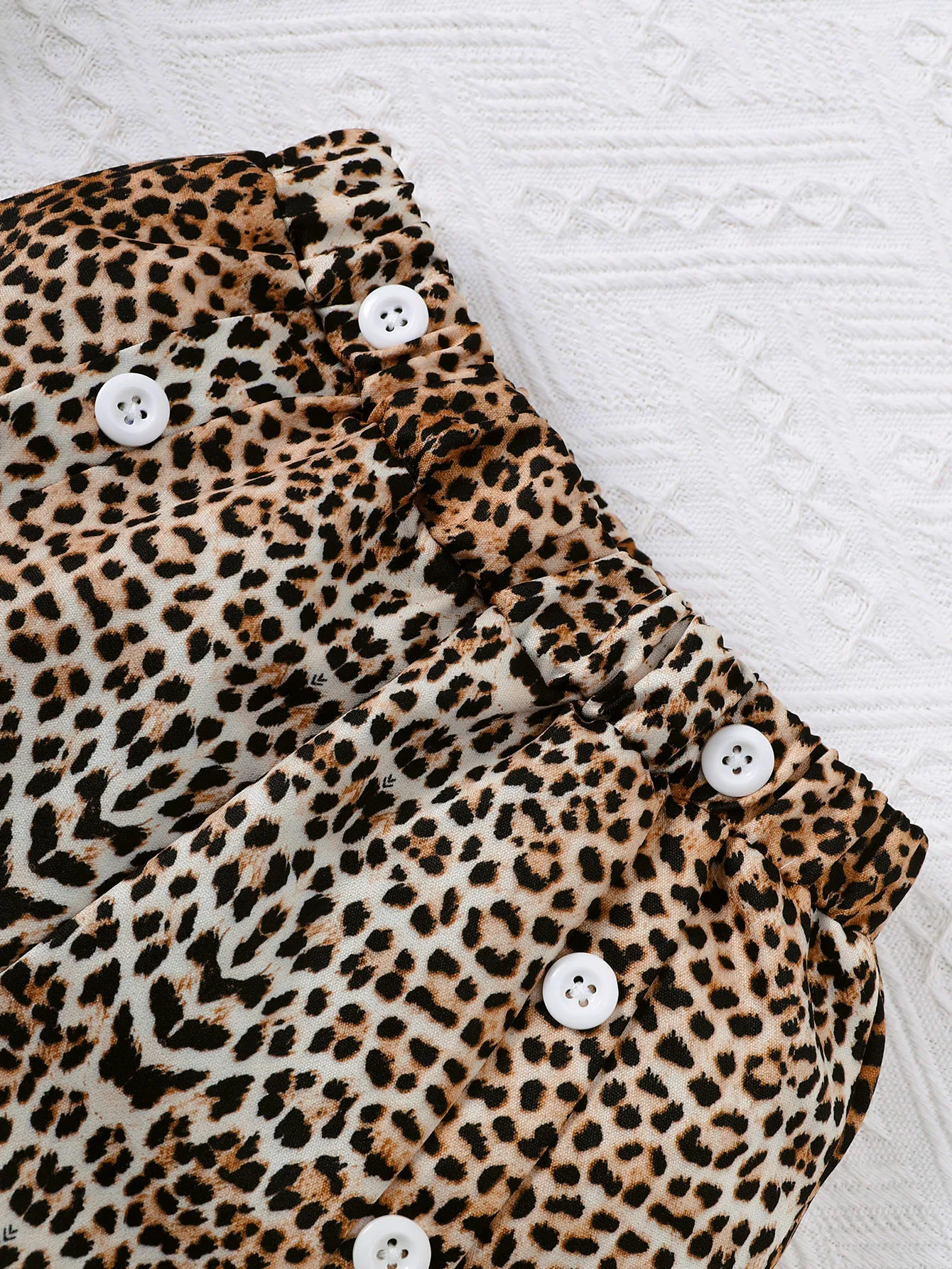 2PCS Summer Kid Girl Clothes Set Hanging Neck Sleeveless Heart Top+Leopard Shorts Fashion Sense of Outfit For Children 4-7 Years