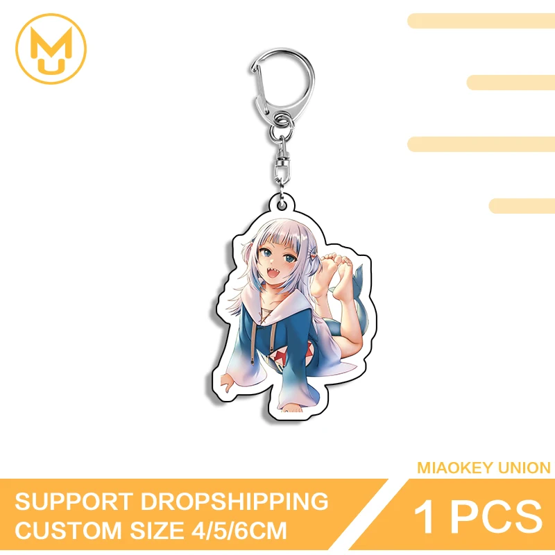 Gawr Gura Vtuber Vivid Elegant Acrylic Keyring Unique Art Creative Kneel Posture Props Beautiful Trendy High Quality Accessories