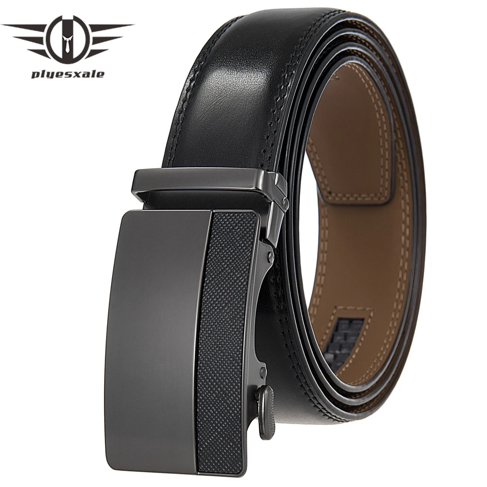 

Plyesxale брендовые ремни из натуральной кожи для мужчин 2025 автоматические мужские ремни высокого качества мужской ремень с храповым механизмом дропшиппинг B964