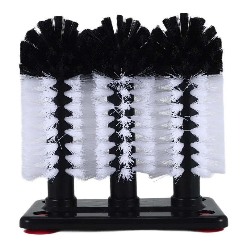 ABPP-Spazzola per la pulizia delle bottiglie d'acqua Rondella per tazze di vetro con base di aspirazione Spazzola a setole a 3 teste per tazza di birra, tazza a gamba lunga