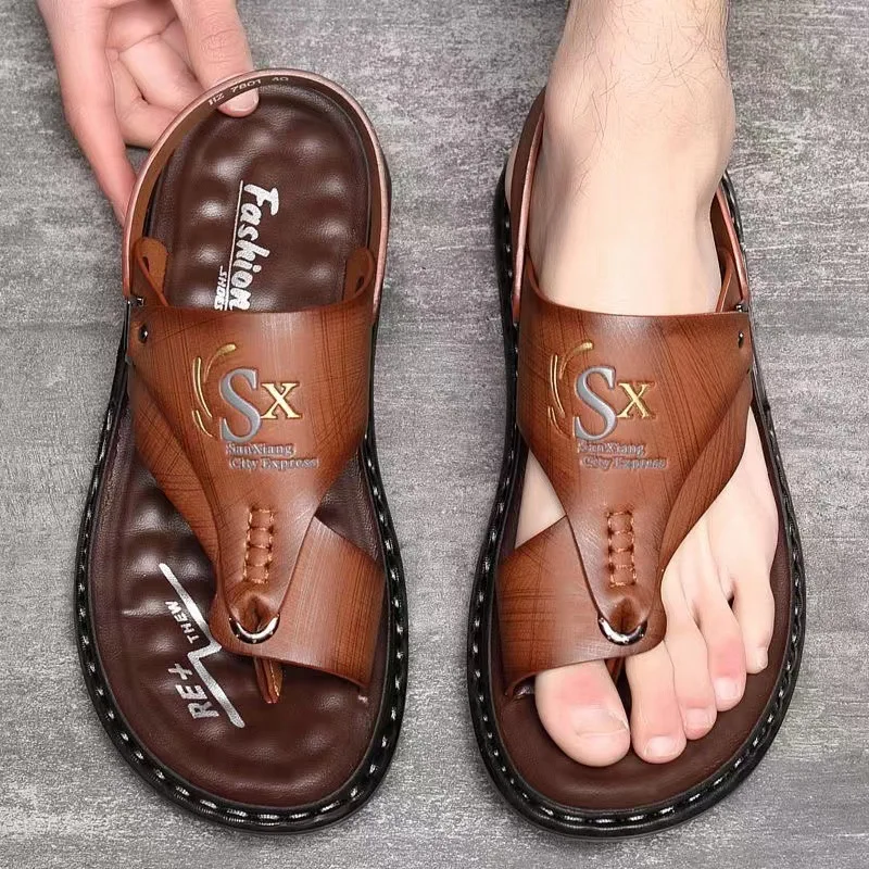 2025Year Cross-border Shopee Summer Men's Soft Sole Solid Color Non-slip Fashion Versatile Breathable Men's Beach Shoes