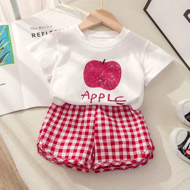 Summer Baby Girl Clothes Set Toddler Loungewear Cotton Cartoon Fruit T-shirt Pant 2Pcs Suit Kid Homewear Child Pajamas A1203