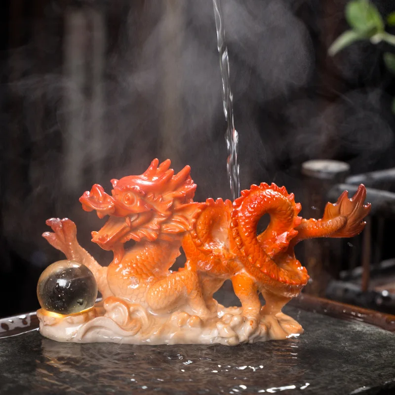 Dragon Pearl Play Color Changing Tea Pet Zisha Clay Figurine Golden Ornament Prosperity Symbol for Tea Table Gongfu Use