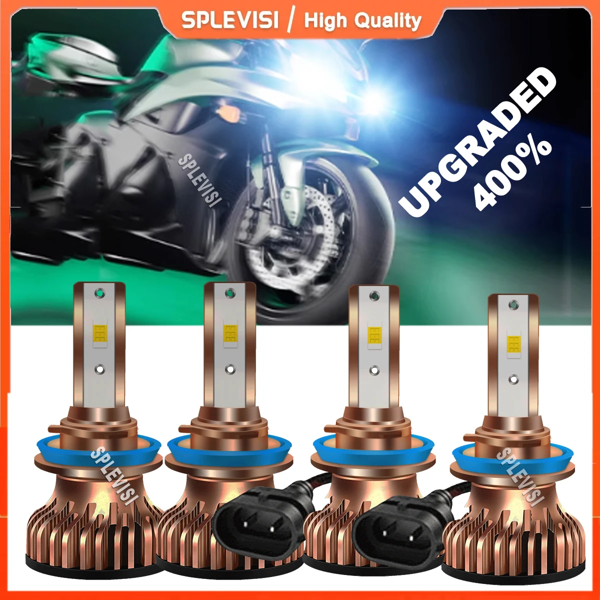 4PCS 6000K  White H11 LED Moto Headlight Headlamp Bulbs Fit For Harley Davidson FLHR Road King 2014-2020 2015 2016 2017 2018