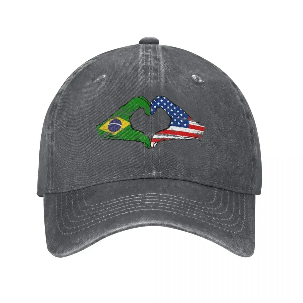 Brazil USA flag hands heart shape used Baseball Cap Cosplay Golf Hat Man Golf For Women Men's