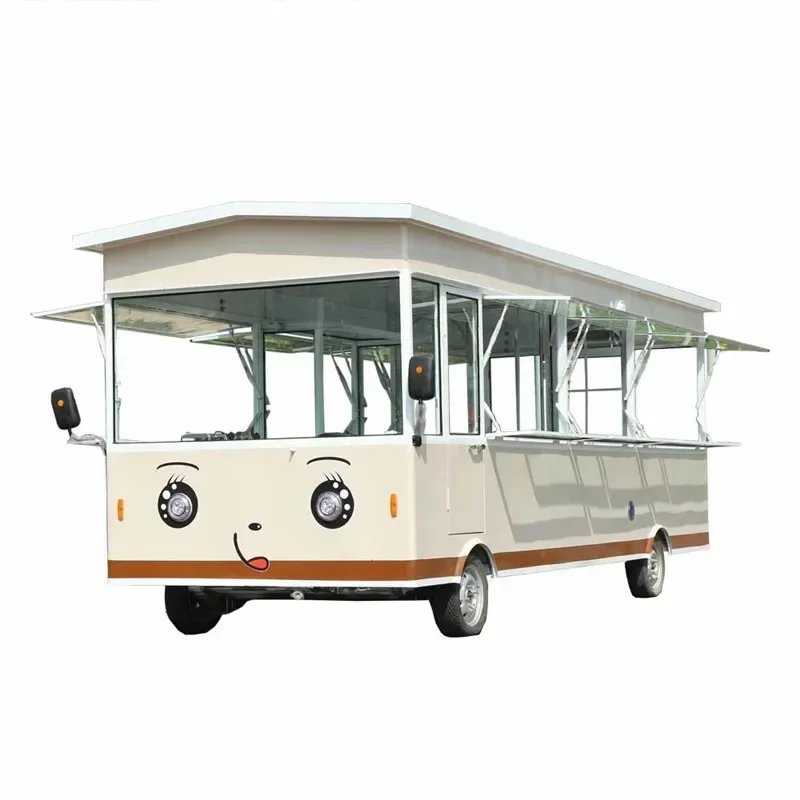 Camión eléctrico de comida rápida de 4 ruedas, barato y fino, cocina móvil, remolque de Catering, carrito de comida callejera, café, burbujas, té, helado Ve
