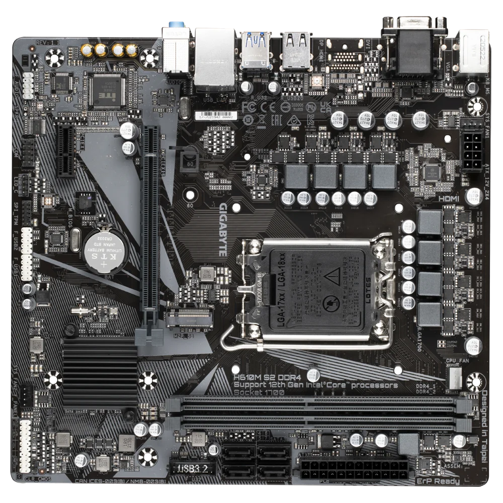 GIGABYTE H610M S2 DDR4 LGA 1700 2×DDR4  64GB 1×VGA 1×PS/2 4×USB2.0 - view 3