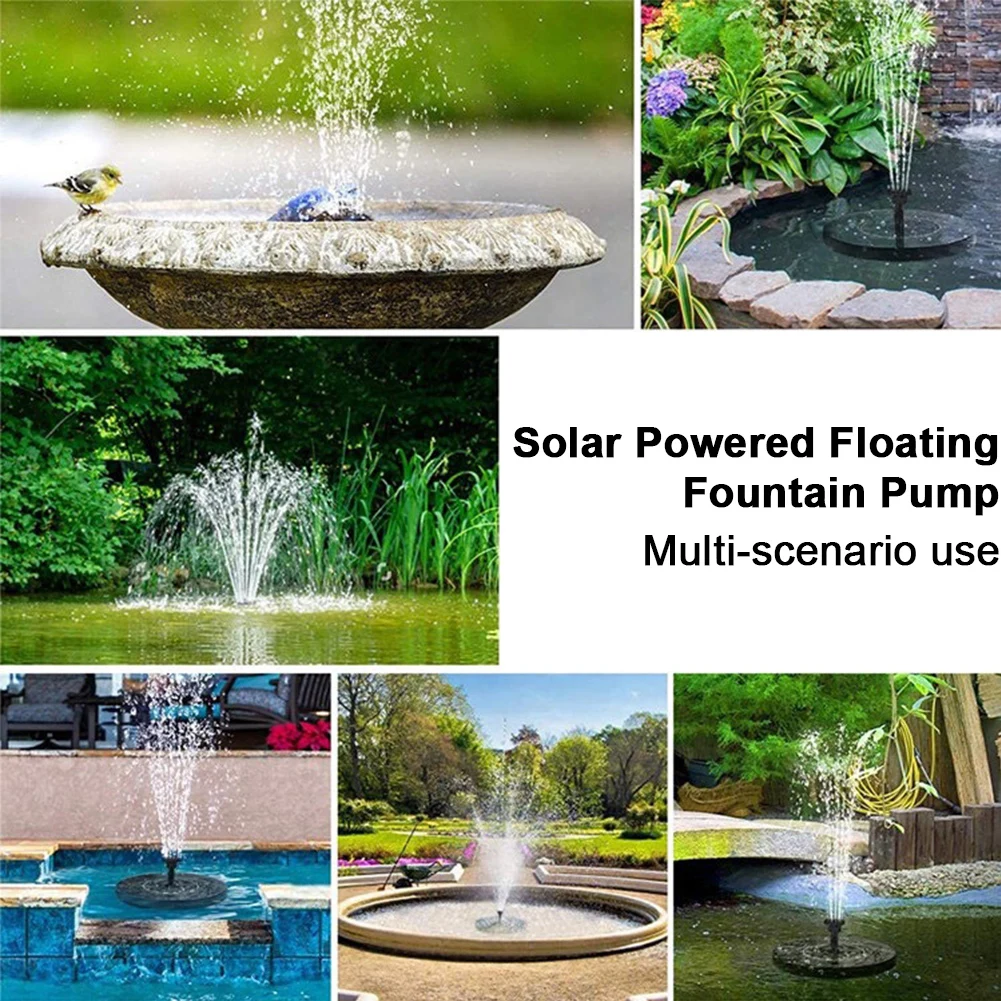 1W Solar Powered Fountain Pump Lift 35-50CM Free Standing Floating Birdbath Water Pumps for Garden Pond Pool Fish Tank Bird Bath