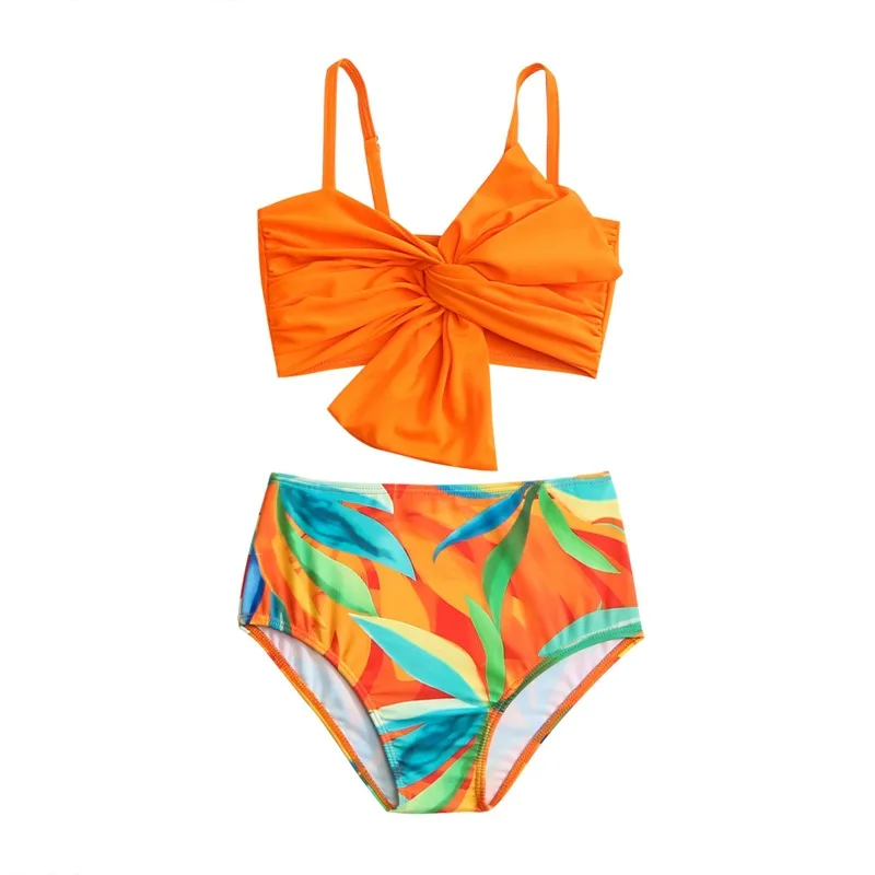 Baby\'s Swimsuit Two Pieces New Girls Butterfly Sleeveless Swimwear Kids Lovely Beach Wear Fashion Splitter Bikini Set 3-12 Years