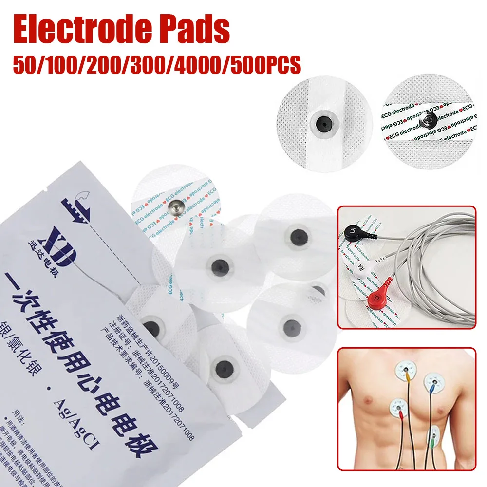 

50-500 шт. одноразовые электродные пластыри, аксессуары для ЭКГ, нетканые подушечки для электродов ЭКГ, медицинский лист электродов с защелкой