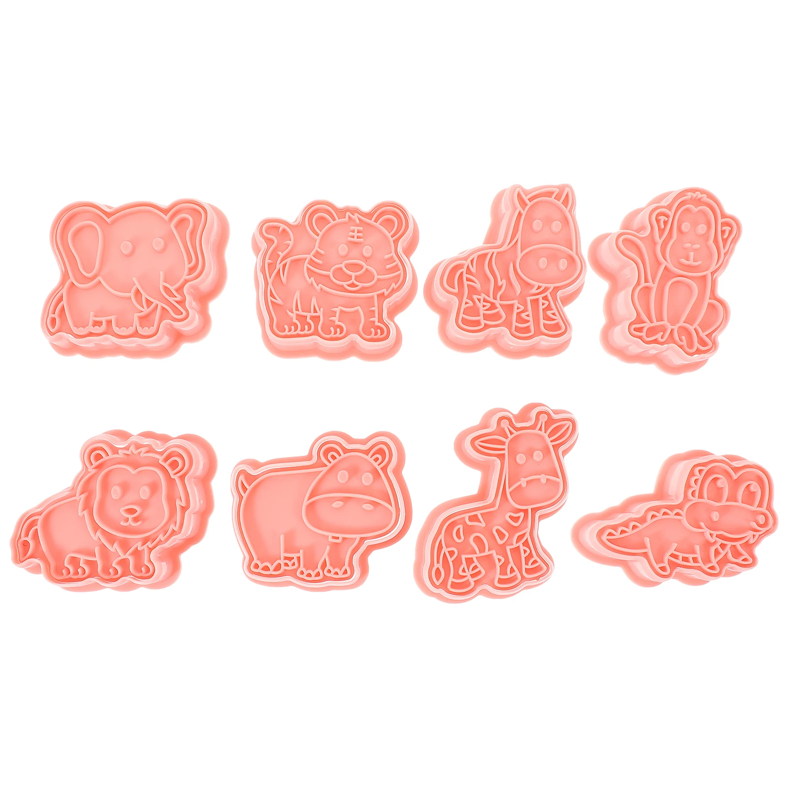

8 Pcs Animal Cookie Cutters Baking Tool Embossed Mold for Molds Pink Stamps