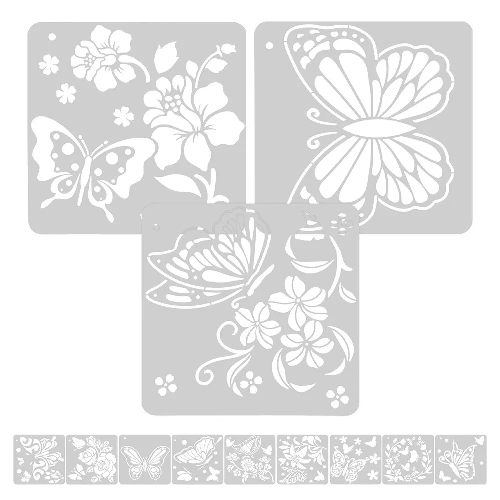 

12 Pcs Floral Stencil Painting Flame Flower Border Template Custom Stencils for Spray Pet Walls