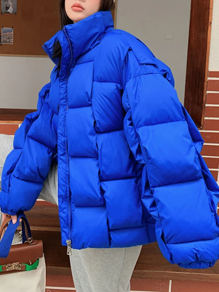 Winter Jacket for Women  Plaid  Fashion Coat Solid High Street Warm and Thick 2024 Winter New Down Jacket