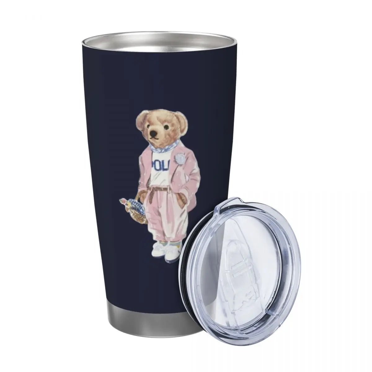 Ralph Bear 20oz Stainless Steel Car Mug Straw Thermal Iced Travel Cup Vacuum Insulated Coffee Hot Cup