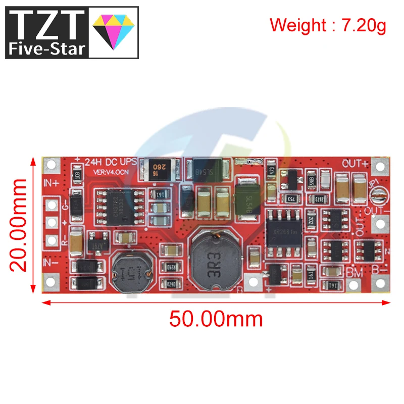 Imagem -02 - Tzt-ups Power Supply Module Uninterruptible Power Control Board Carregamento Step up Proteção dc 12v 15v 24w 1a 2s V4.0cn