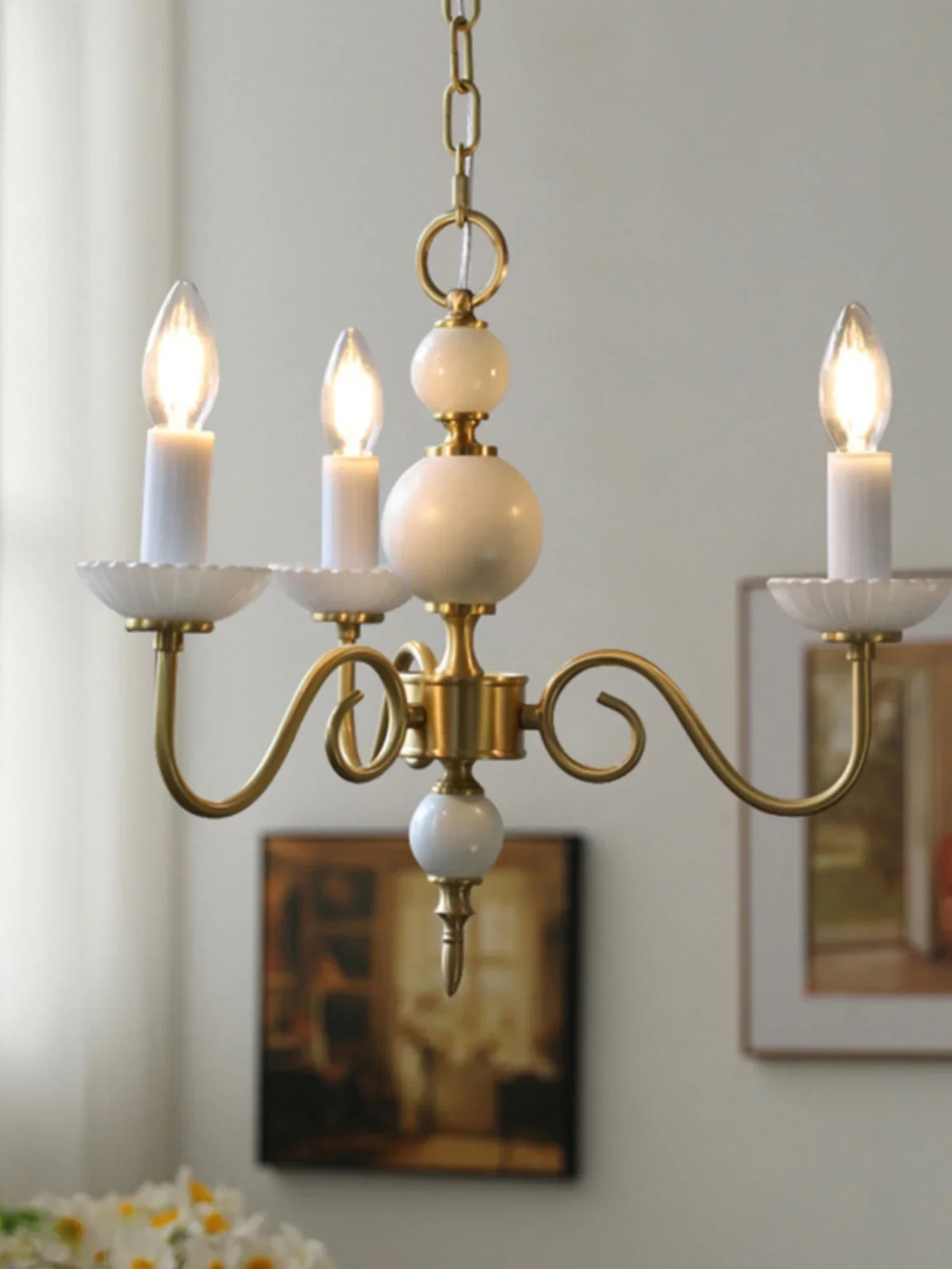 Dining Pendant Lights Kitchen Island Led Chandelier Light For Living Room Ceiling Hanging Lamp Copper Modern American