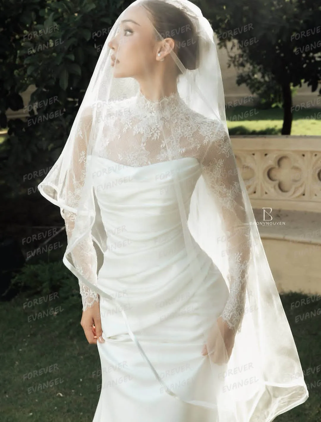 Simple Mermaid Appliques Wedding Dresses High Neck Woman's Elegant Bride Gowns Long Sleeve Customized Vestidos De Novia
