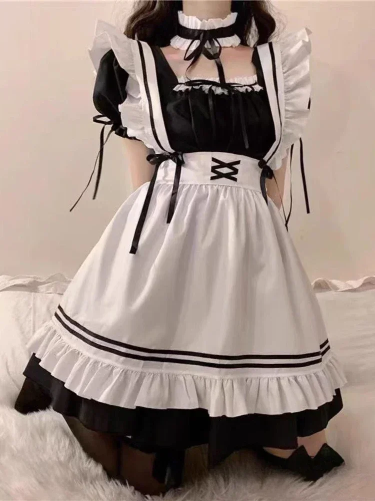 CP5XL Maid Lolita Chemise Cosplay Role Playing Costumes For Party Club Stage Apparel Bow Ties Ball Gowns Waitress Uniform Plus