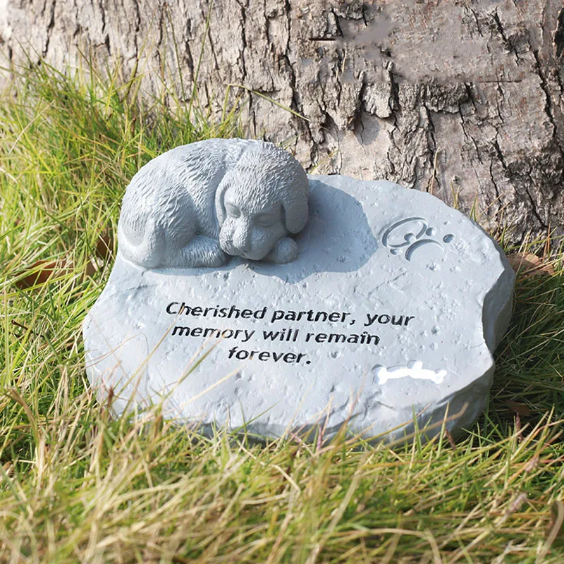 Pet Tombstone Cats and Dogs Funeral Commemorative Supplies Anti-Stone Carving Resin Lingpai Garden Sacrifice Souvenir