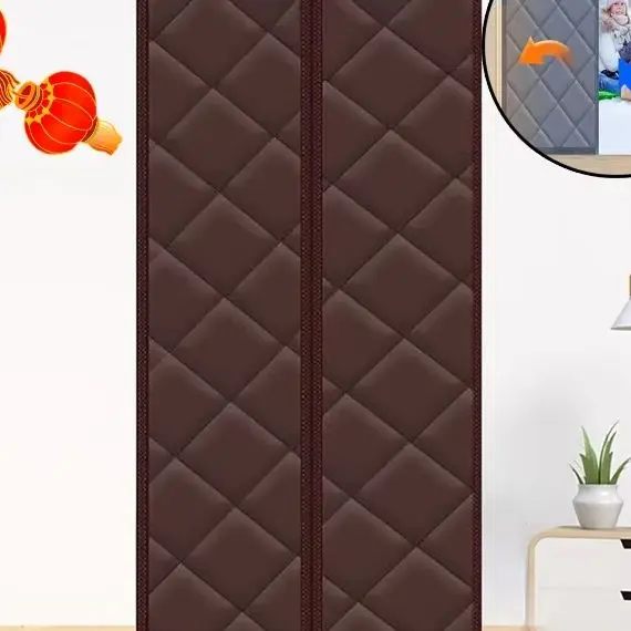 Winter Insulation Door Curtain, Thick Insulation Cotton Long Magnetic Strip Insulation Partition Curtain Household Goods