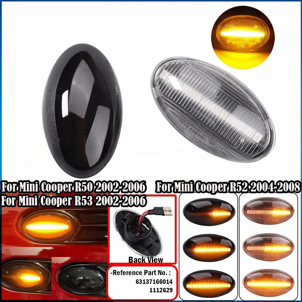 

2pcs Dynamic Sequential LED Yellow Turn Signal Light Side Fender Lamp For BMW Mini R50 R52 R53