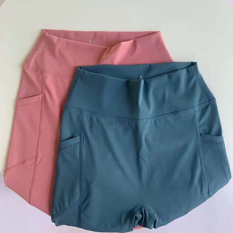 Women's Quick Dry Active Shorts High Waist Knee Length Pocket Yoga Gym Workout Cycling Shorts